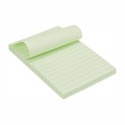 Image of Amazon Basics Rectangular Sticky Notes 4x6 Inch|Lined Sheets | Reusable Adhesive for Lists, Notes, Reminders | Perfect for Office, School, Home (Pack of 5, 250 Sheets, Assorted Colors)