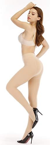 ARRUSA Winter Thermal High Waist Opaque Tights For Women Fleece Lined Control Top Warm Pantyhose (nude)