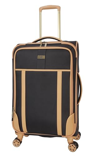 Image of Dockers Seahorse Softside Expandable 8-Wheel Spinner Travel Checked Luggage, 24-Inch, Black
