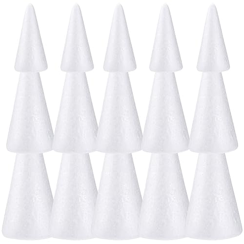 SEWACC 30 Pcs Foam Cones for Crafts Polystyrene Cones Arts and Crafts Supplies DIY Cone Handmade Craft Cones for Home Craft Project Christmas Tree