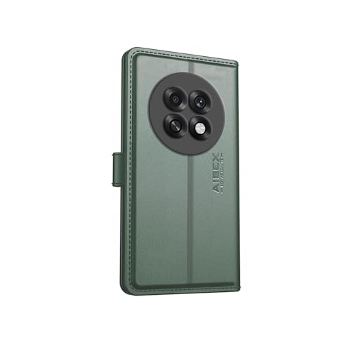 Image of AIBEX Compatible for Oppo F31 Pro Plus 5G Flip Cover Leather Finish | Inside TPU with Card Pockets | Wallet Stand | Complete Protection Flip Case Green
