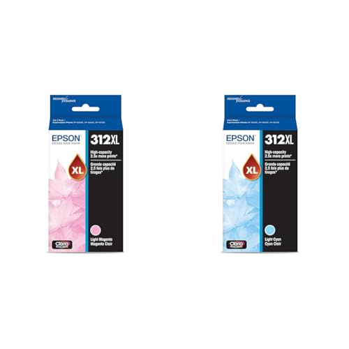 Image of Epson 312 Claria Photo HD Ink High Capacity Light Magenta & Light Cyan Cartridges (T312XL620-S & T312XL520-S) Bundle
