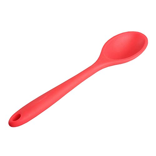 Kit Concha Colher Utensílios de Silicone Vermelho 5 peças