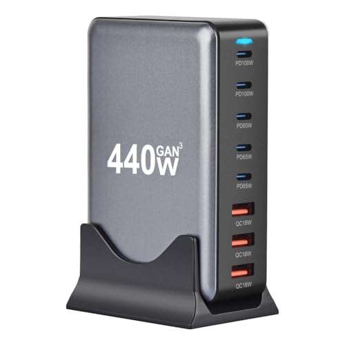 Cargador USB Tipo C 440W de 8 puertos multi enchufe para viaje 4