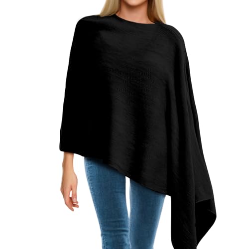 Hercicy Women Ponchos Sweater Solid Knit Versatile Lightweight Shawl Wrap Scarf Cape Poncho Accessories for Women