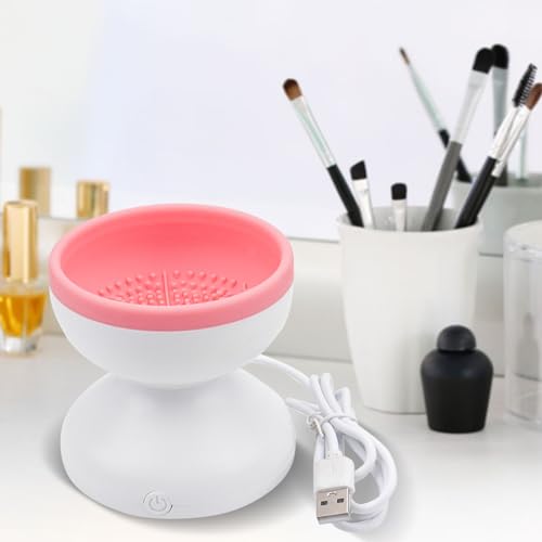 Elektronischer Make-up-Pinsel-Reiniger,Make-up-Pinsel-Reinigungsmaschine Tragbare Schönheits,Automatischer USB-Spinner,Kosmetikpinsel-Reiniger,Schnell Trocknende Pinsel-Reinigungsmaschine (Weiß)