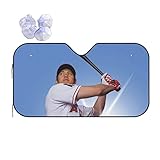 人気 大谷翔平 サンシェード 車フロント ガラスカバー 遮光 断熱 車用 紫外線カット 簡単着脱 吸盤 車用サンシェード 保護四季用 雑貨 140*76cm