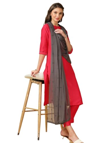 Image of DUPATTA BAZAAR Women's Embroidered Chiffon Dupatta with Delicate Sequins