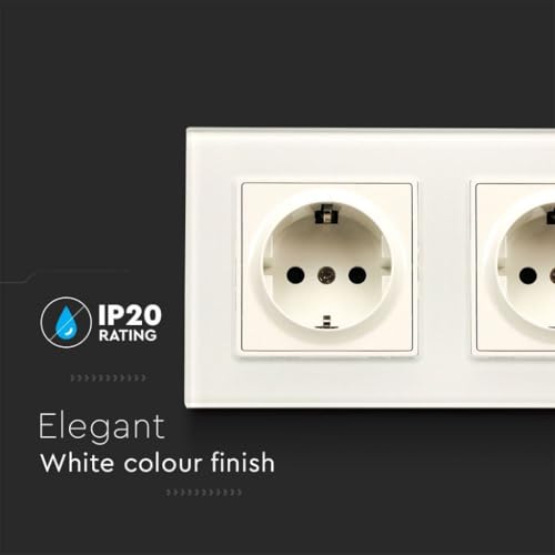 Double prise Schuko murale en verre encastrable bloc prise double - 2