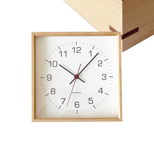 KATOMOKU muku square clock 2 km-65HMRCS H.メープル 掛け時計 連続秒針 (SKP電波時計)