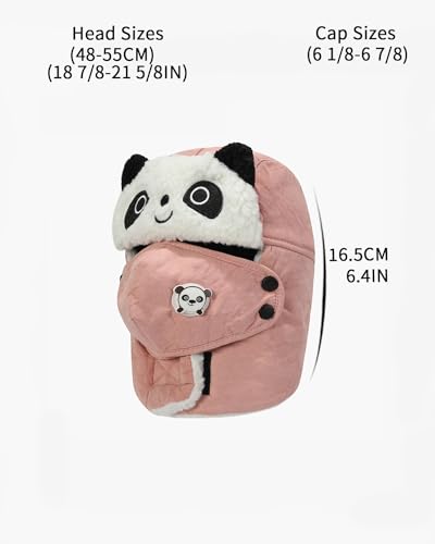 Winter Boy Trapper Trooper Hat Outdoor Warm Girls Ski Cap Windproof Mask Ear Flaps Hats for Kids (Polyester, Pink)3