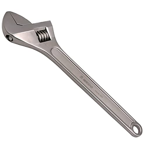 WEDO Stainless steel adjustable wrench, adjustable wrench, 375 mm length, high strength, corrosion resistant, DIN standard