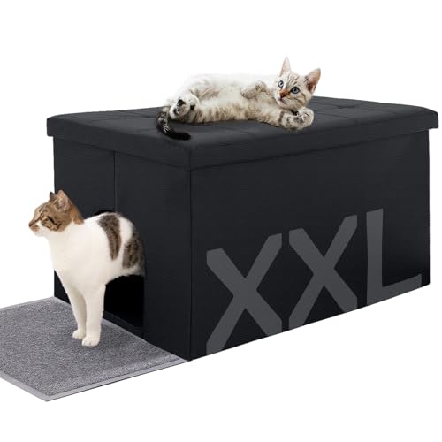 MEEXPAWS Cat Litter Box Enclosure Furniture Hidden, Cat Washroom Bench Storage Cabinet | Extra Large...