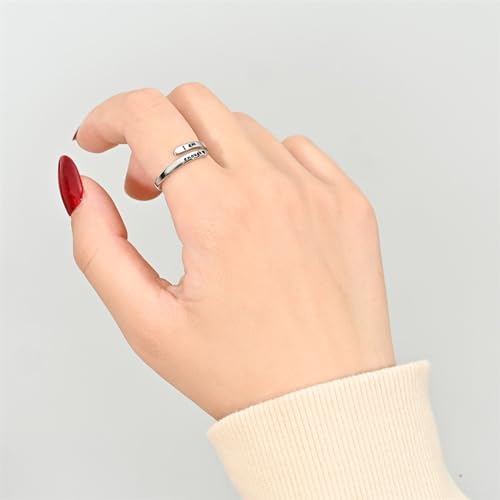 I am Enough Ring for Women Be Kind of a B Ring Faith Over Fear Ring Silver Encouragement Ring Keep Going Ring Stainless Steel Inspirational Ring Adjustable Statement Ring4