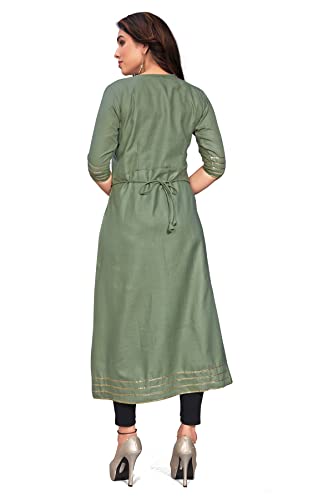 Image of Leriya Fashion Designer Slub Cotton Fully Stitched AnarklaiKurti for Women & Girls on Jeans Palazzo or Skirt