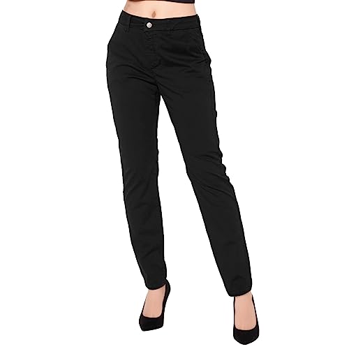 Image of Generisch Bootcut Trousers Women's Fabric Daily Straight Leg Casual Trousers Suit Trousers Plain Zip Buttons Women's Trousers Warm, black, XXL