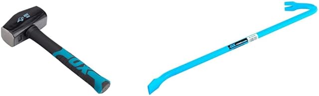 OX Trade Fibreglass Handle Club Hammer - 4 lb & OX OX-T091024 Trade Wrecking Bar, Blue, 600 mm