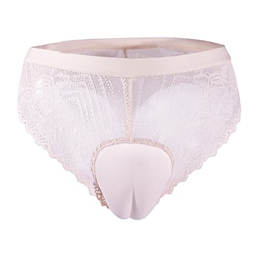 BaronHong Hiding Gaff Panty Shaping Camel Toe Lace Floral Mens Thong Underwear for Crossdresser Transgender