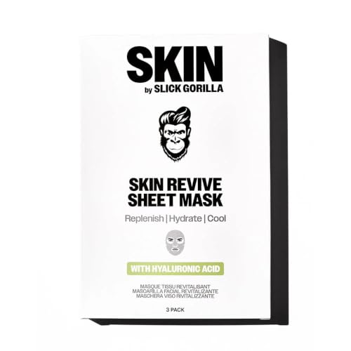 Slick Gorilla Hydrating Sheet Face Masks for Men Hyaluronic Acid 3 Pack