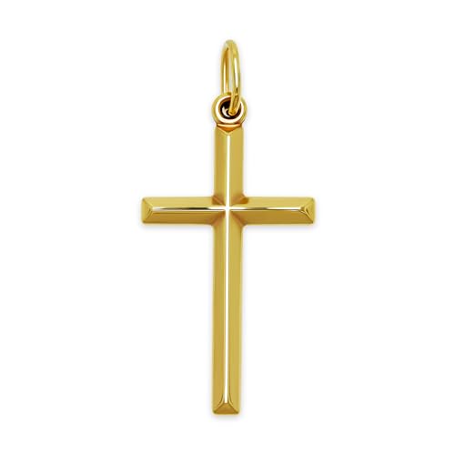 Gold Cross Charm Pendant - 10 Karat Gold - 3D Puffed Cross Pendant - Religious Cross Charm - Cross Jewelry - Two Sided Cross - Comes in Two Sizes