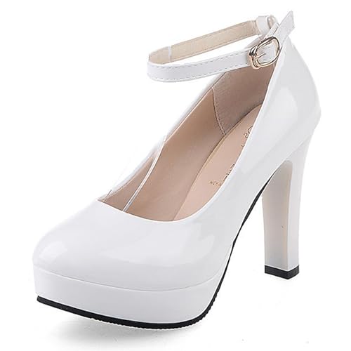 WUIWUIYU Women's Cosplay Platform Ankle Strap Mary Jane Shoes Pump Stiletto High Heeled Pumps