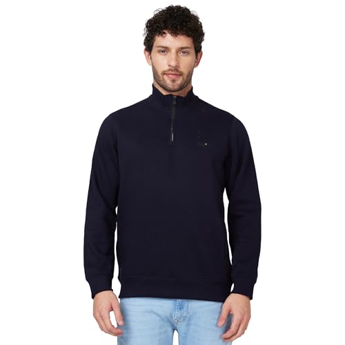 Image of Spykar Blended High Neck Full Sleeve Sweatshirt for Men