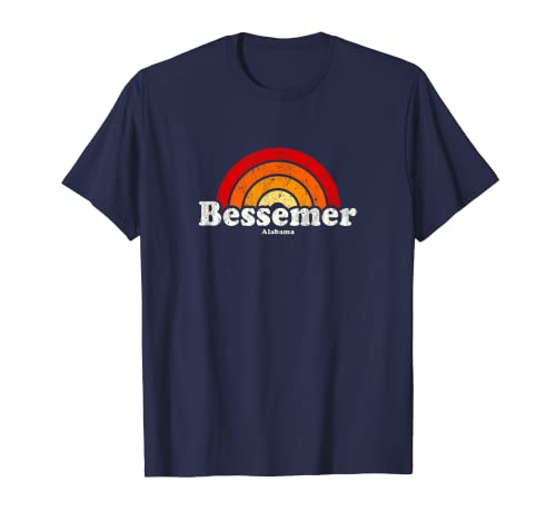 Bessemer Alabama AL Vintage anni '70 Retro Rainbow Design Maglietta