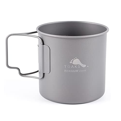 TOAKS 450ml Titanium Cup Backpacking Camping Coffee Pot Mug Ultralight Camping Tableware, 450 ml