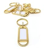 Schlüsselanhänger aus Metall mit beschriftbarem Etikett - personalisierbar - extrem stabil - Anhänger mit Ring für Schlüssel, Gepäck und Haustiere - Gold 10 st.