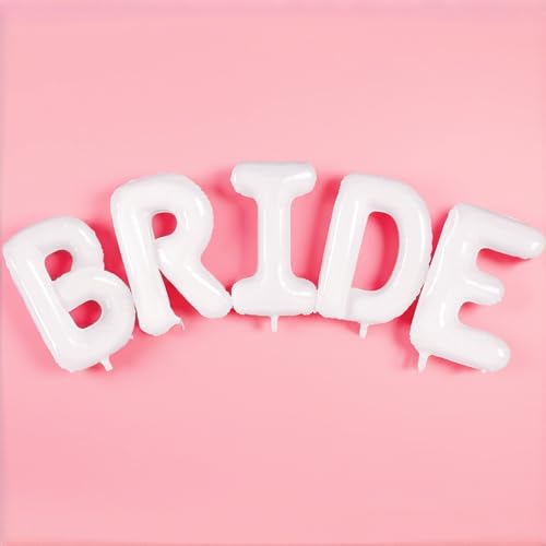 40inch Bride Balloons - Jumbo Bride to Be Balloons for Bridal Shower Bachelorette Party Decorations and Engagement Party Supplies White