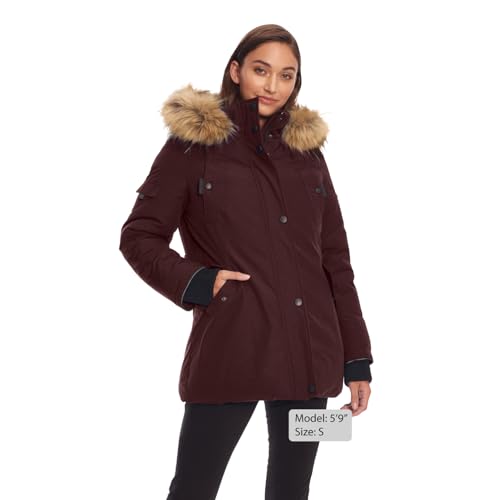 ALPINE NORTH Glacier Women’s Vegan Down Winter Coat with Faux Fur Hood - Parka Jacket for Women