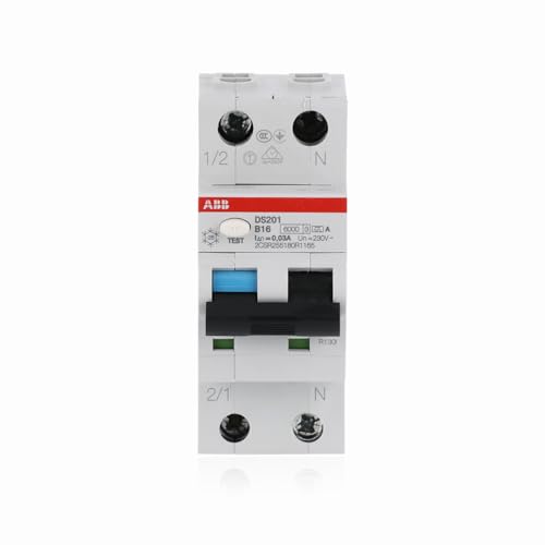 ABB DS201A-B16 FI/LS-Schalter 6kA 1P+N Typ A B16 30mA 2 TE Sicherungsautomat Leitungsschutzschalter 2-poliger Fi-Schalter FI-Schutzschalter 2CSR255180R1165