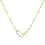 CYMYSS Collar chapado en oro para mujer, collar con colgante de plata de ley 925 con cadena ajustable de 40 + 5 cm, collar doble en capas, regalo de cumpleaños para mujer, One Size, Metal, Sin piedra