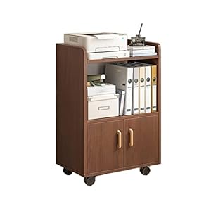 Printer Desktop Stand Deskside Print Stand Shelf Small Cabinet Locker Short Bookcase Locker with Door Floor to Ceiling Wall Movable Bookshelf with Wheels Mobile Printer Stand (Color : A)