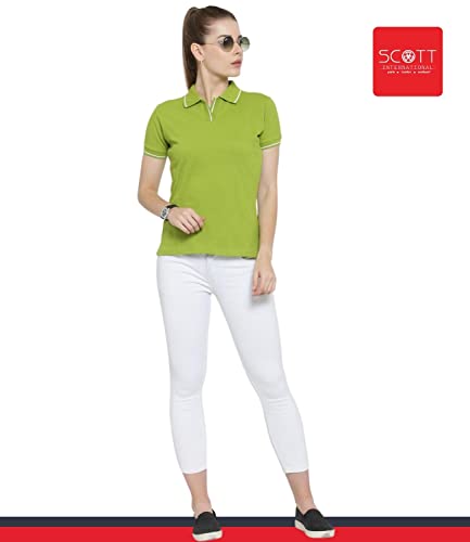Image of Scott International Women's Regular Fit 100% Pure Organic Cotton Polo T-Shirt | Womens Polo Collar Neck T-Shirt | Cotton Plain Polo Neck Half Sleeve T-Shirt | Tshirts for Women