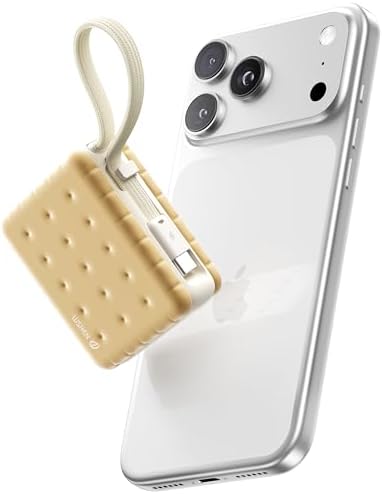 WSKEN for Mini Portable Charger Power-Bank, 10000mAh Battery Pack with 30W Fast Charging, Built in USB-C Cables, Small Compact, Travel Cell Phone Power Bank for iPhone 17/16 Series, Samsung - Beige