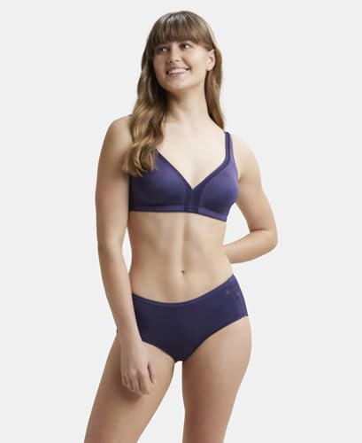 Image of Jockey 1820 Women Wirefree Non Padded Soft Touch Microfiber Elastane Stretch Full Coverage Everyday Bra with Stylised Mesh Panel