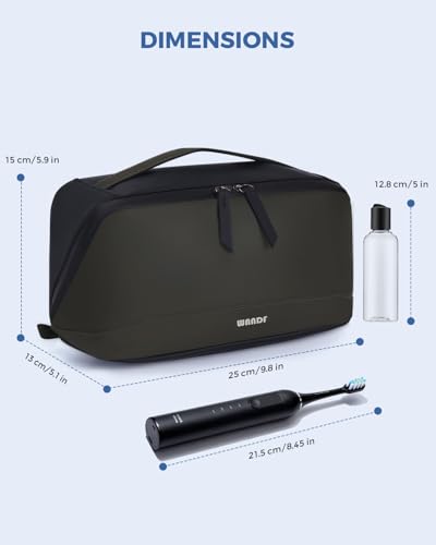 Image of WANDF PU Leather Toiletry Bag for Men, Dopp Kit with Hanging Pouch