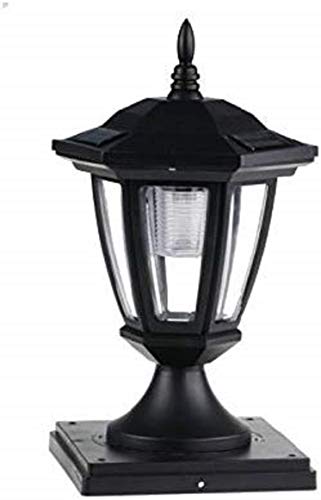 Ntertainment House 6-Pk Black Solar Hexagon Light with 6 Ultra Bright SMD LEDs for Fence Post Cap with 6inch x 6inch Base Adapter for 6x6 Posts