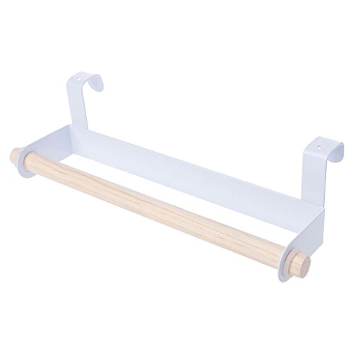SOFEA Towel Rack Kitchen Roll Paper Storage Rack Towel Holder Tissue Hanger Under Cabinet Door