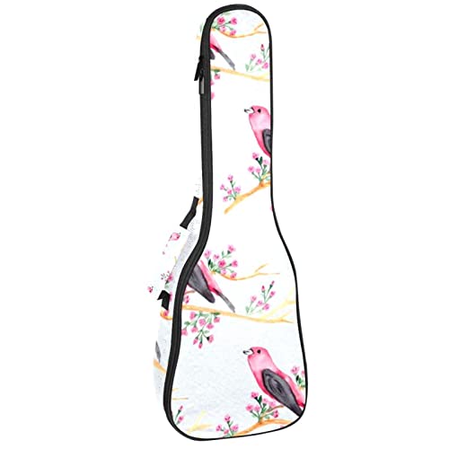 Housse de transport rembourrée pour ukulélé ténor étanche avec motif oiseaux