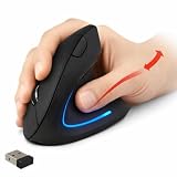 Mouse Vertical Ergonômico Ortopédico, Sem Fio Recarregável Bluetooth 2.4G, 1600 DPI, Silencioso, Alivia Dor no Pulso e Tendões, Uso Prolongado para Trabalho, Estudo e Home Office
