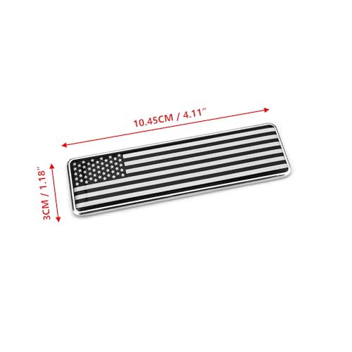 Image of PTDecals 2 PCS Metal 3D Black Whtie US United States Flag Emblem Sticker The Stars and The Stripes Decals for Vehicle Auto Car Front Fenders Bumper Side Window Trunk Boot Tailgate 104.5x30mm