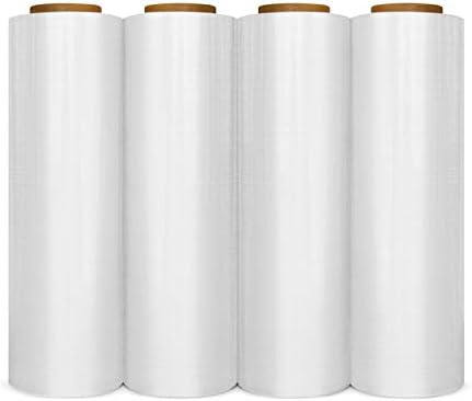 AMERIQUE Shrink Wrap 4 Pack (4000FTX18", 25.2 LBS Total): Stretch Film Plastic Wrap - Industrial Strength Hand Stretch Wrap, 18"x 1,000 FT Per Roll, 80 Gauge Shrink Film / Pallet Wrap – Clear