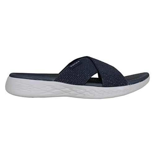 Image of Skechers Women's On-the-go 600 - Glistening Metallic Mesh Slide Sandals | Casual Sandals