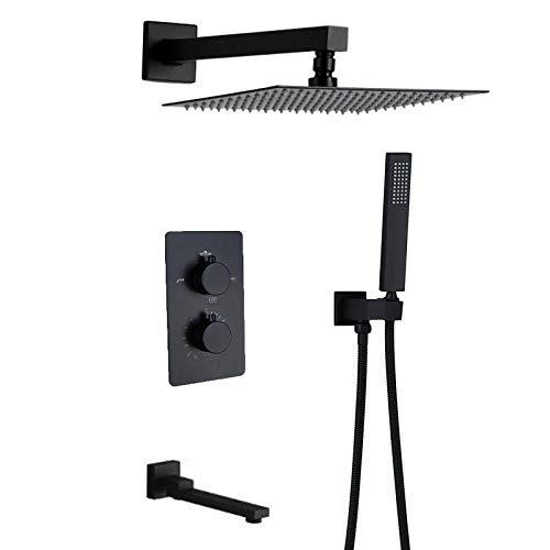 Douche murale à température constante 38° avec robinet en cuivre noir