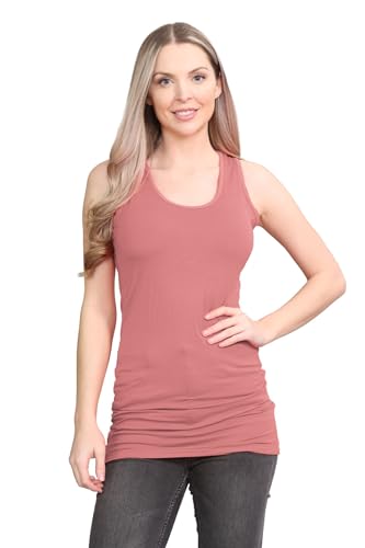 Hamishkane® Chaleco sin mangas con espalda cruzada para mujer, camiseta elástica para gimnasio, cuello redondo, ideal para entrenamiento, yoga, correr, ropa deportiva para mujer, Herrumbre, 40-42