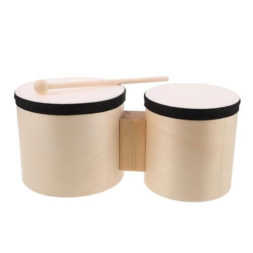 Bongos en bois avec baguettes et tambourin portable pour débutants