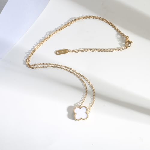 for Double Sided Fritillaria Lucky Four Leaf Clover Necklace 18K Gold Plated Simple Fashionable Necklace for Women2