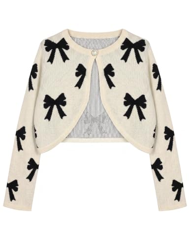 Image of Arshiner Girls Open Front Shrug Cardigan Knit Bolero with Button Closure